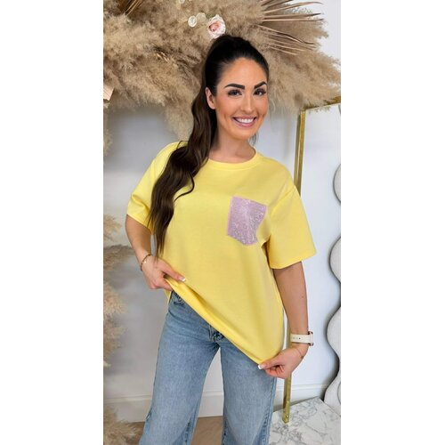 GLITTER POCKET TEE YELLOW