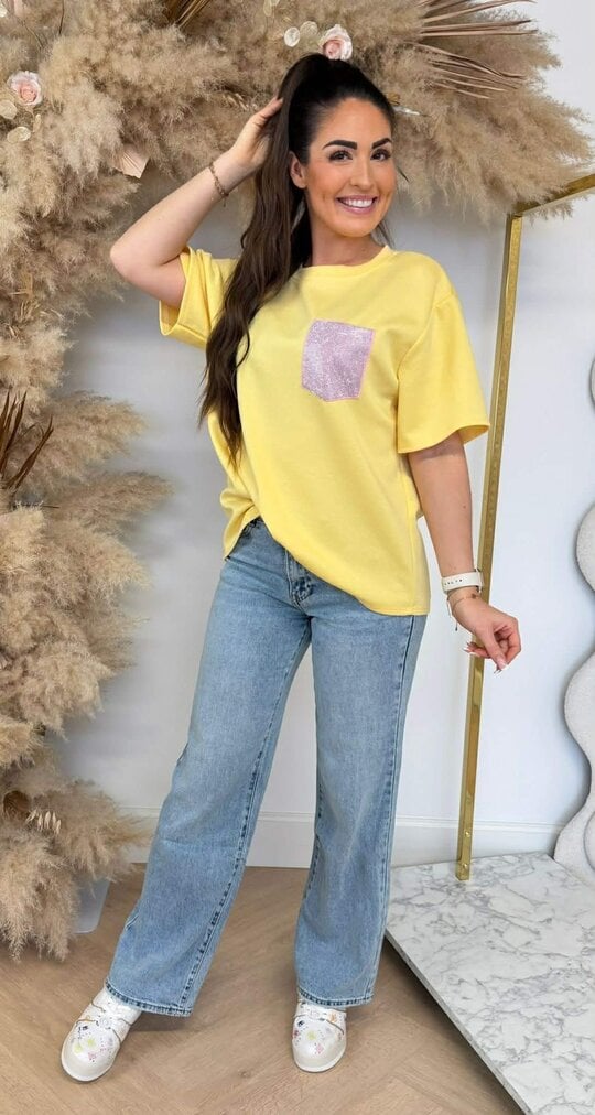 GLITTER POCKET TEE YELLOW