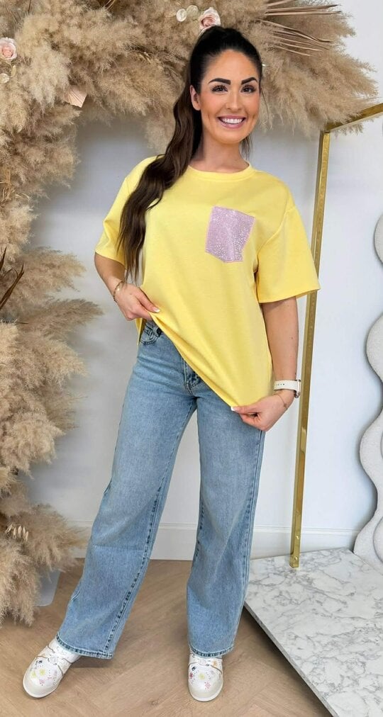 GLITTER POCKET TEE YELLOW