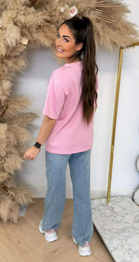 GLITTER POCKET TEE PINK