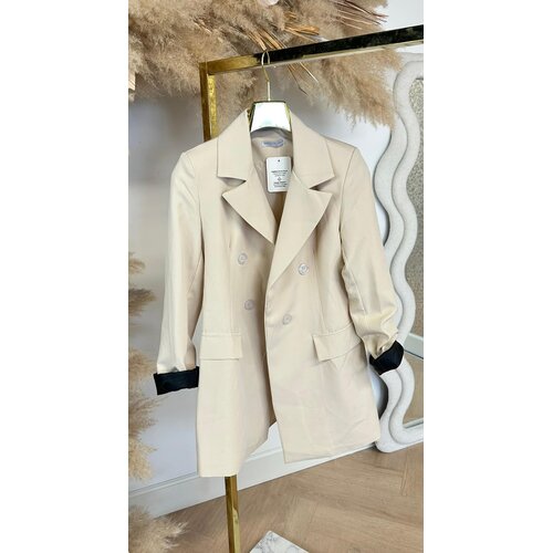 OMSLAG LEATHER LOOK BLAZER BEIGE
