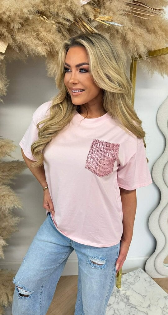 LUCY PINK PAILLET TEE PINK