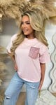 PINK PAILLET POCKET TEE PINK
