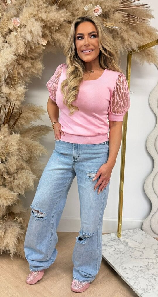 GAUZE SLEEVE TOP 8930 PINK