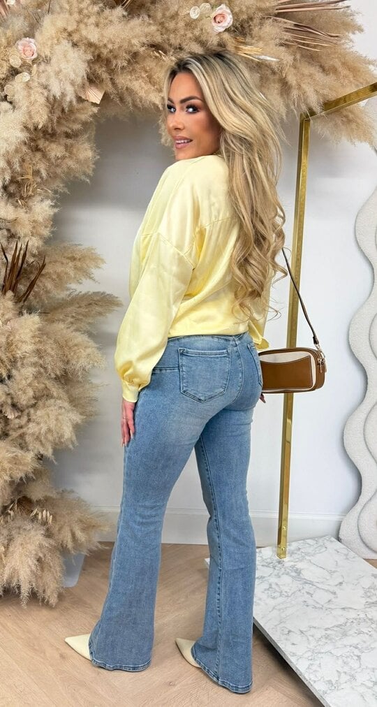 SATIN KNOOP BLOUSE BUTTERYELLOW