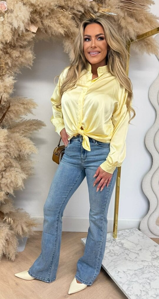 SATIN KNOOP BLOUSE BUTTERYELLOW
