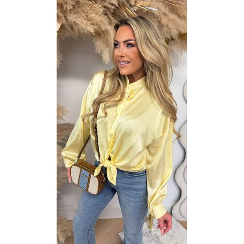 SATIN KNOOP BLOUSE BUTTERYELLOW