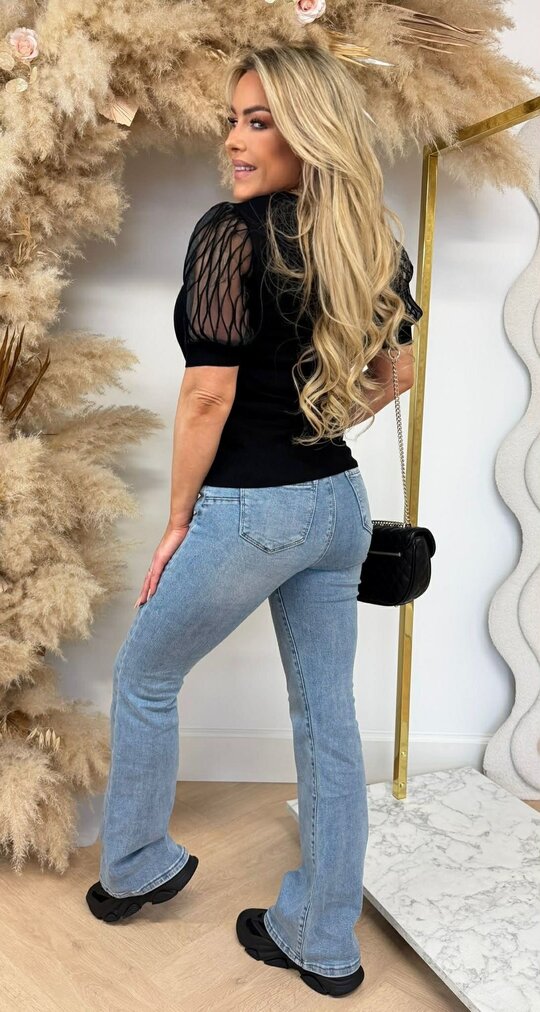 GAUZE SLEEVE TOP 8930 BLACK