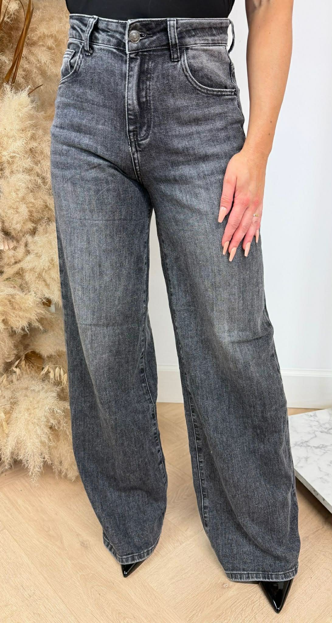 SUPER STRETCH WIDE LEG JEANS 8511-5 DARKGREY