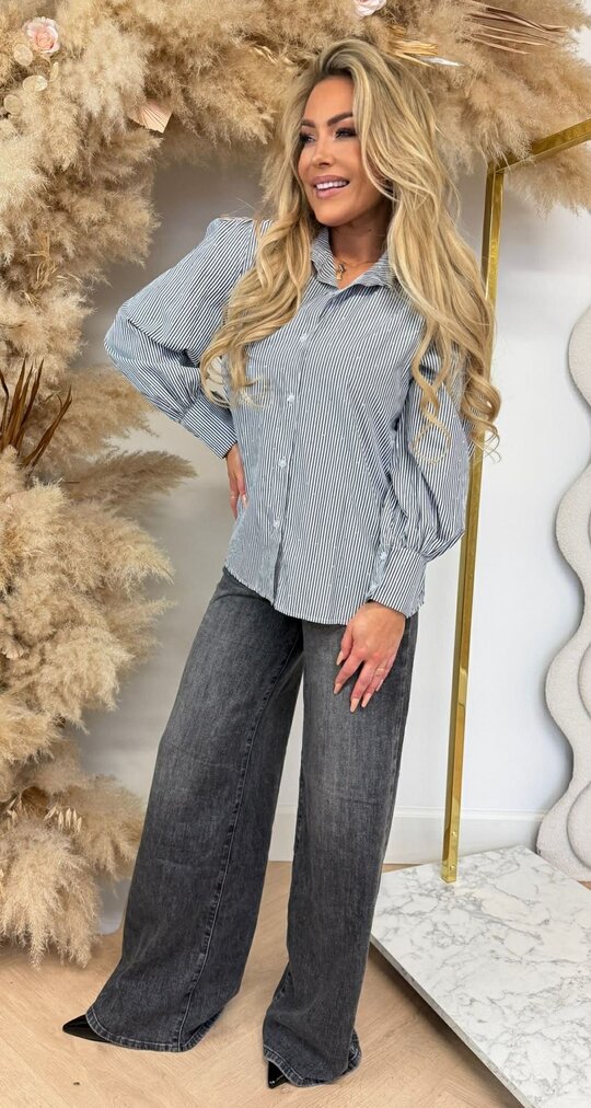 LOVELY GLITTER STRIPE BLOUSE BLACK