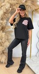 LUCY PINK PAILLET TEE BLACK