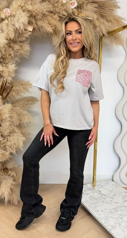 LUCY PINK PAILLET TEE LIGHT TAUPE