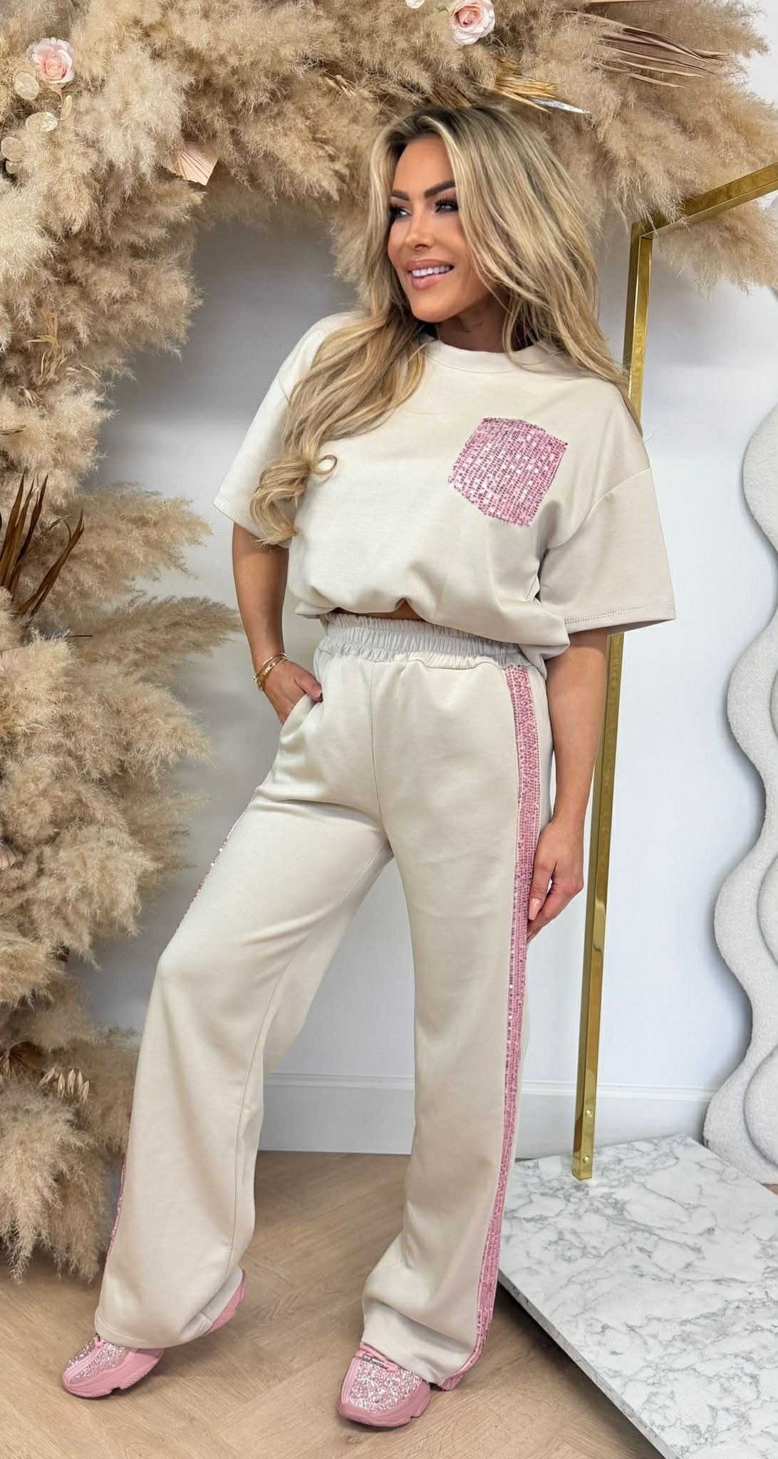 GLAMMY PINK POCKET SET BEIGE