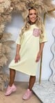 GLITTERY POCKET DRESS BUTTERYELLOW