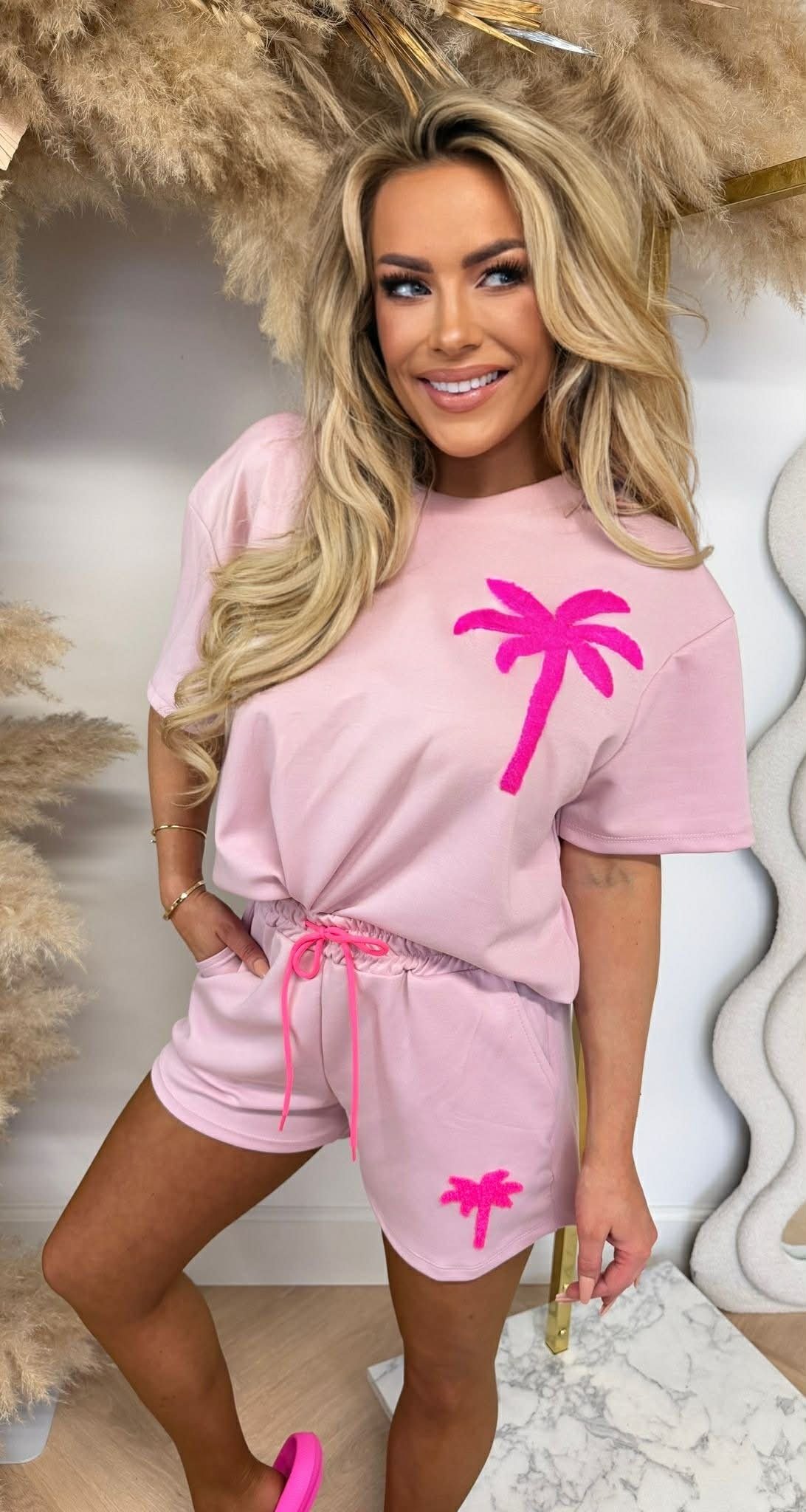PALM SHORT SET PINK