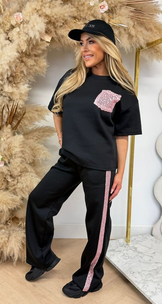 GLAMMY PINK POCKET SET BLACK