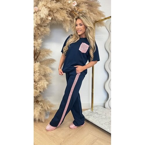 GLAMMY PINK POCKET SET NAVY