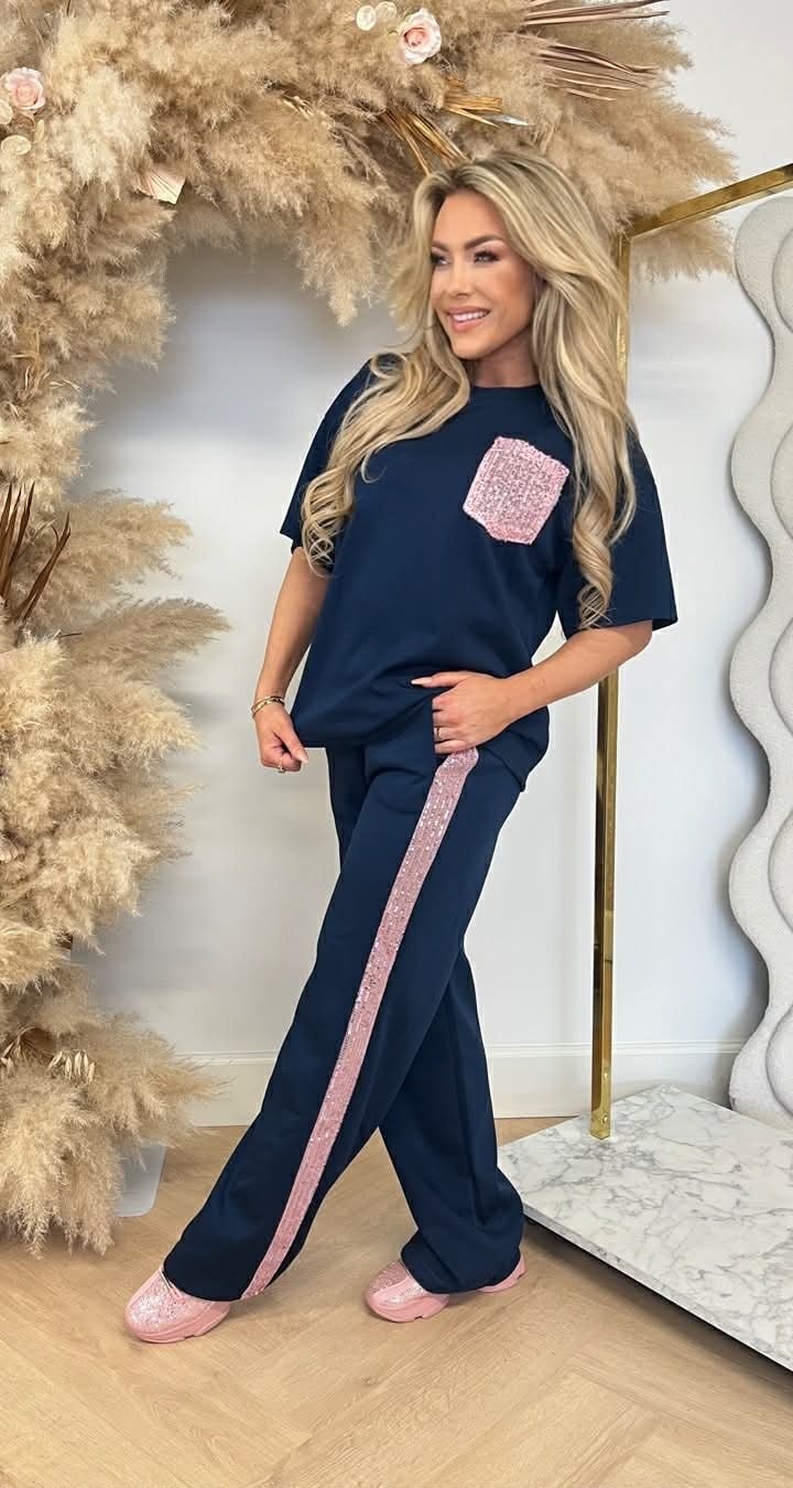 GLAMMY PINK POCKET SET NAVY