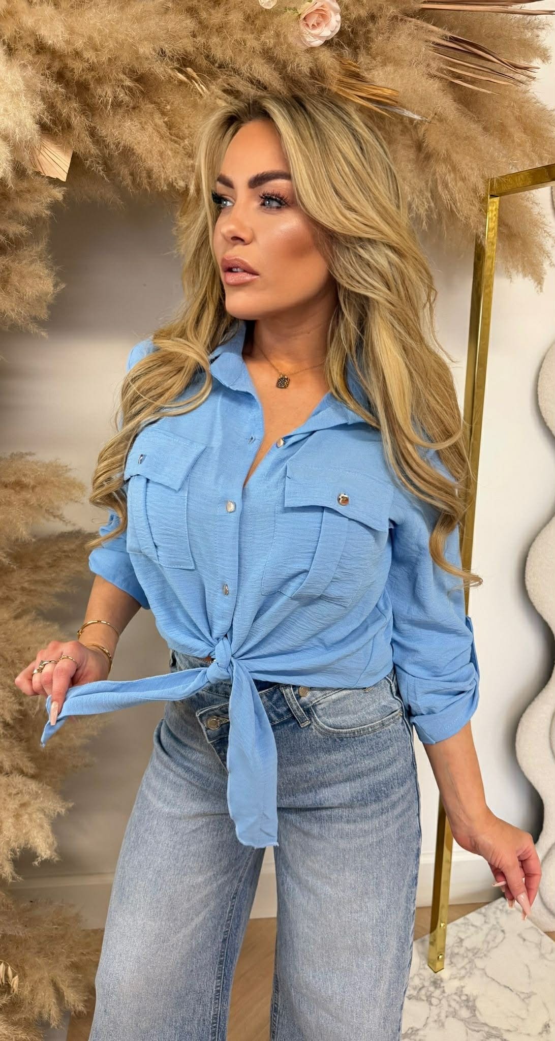 LARIS KNOOP BLOUSE ICEBLUE LARIS KNOOP BLOUSE ICEBLUE