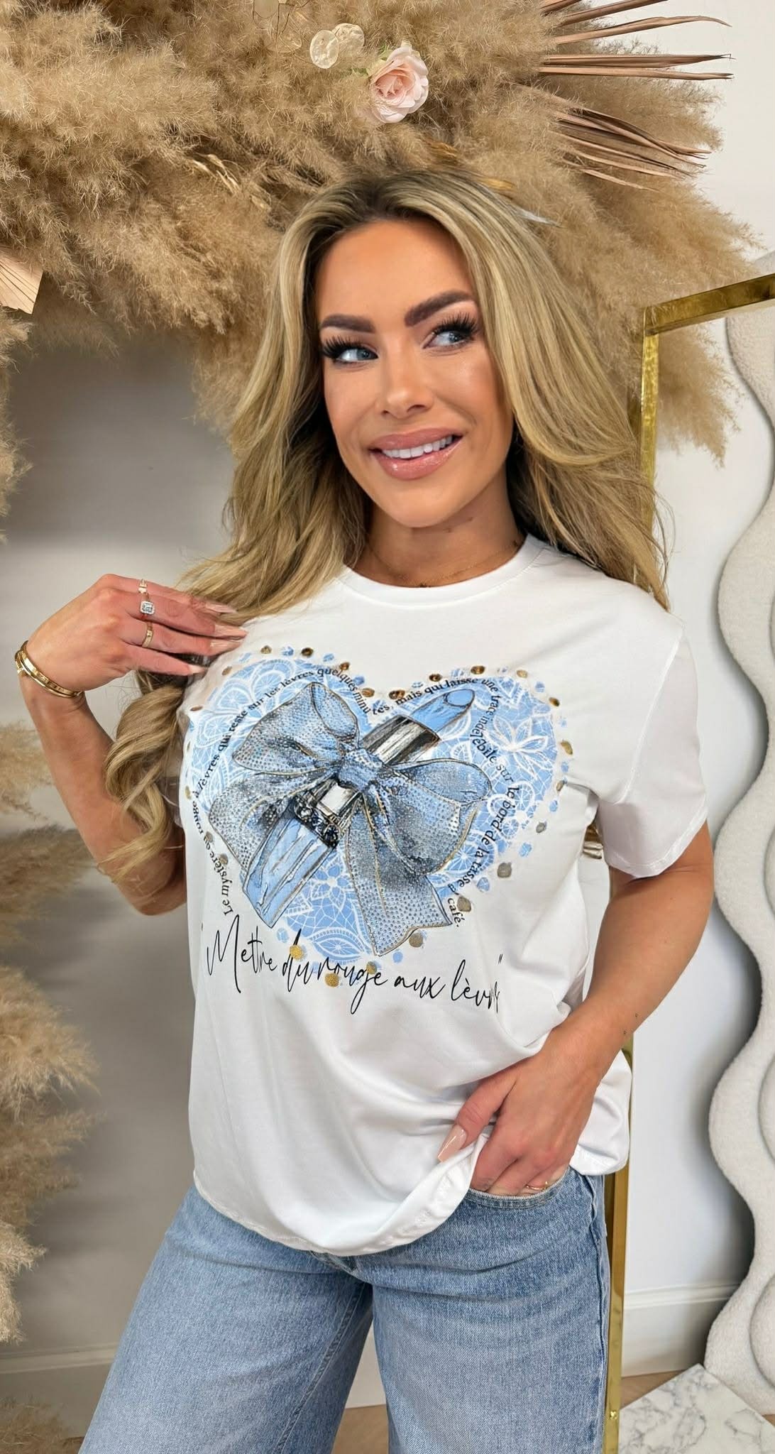 LIPSTICK STRIK TEE *L* BLUE/OFFWHITE LIPSTICK STRIK TEE *L* BLUE/OFFWHITE