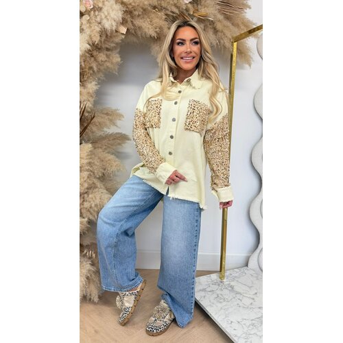 SEQUIN SLEEVE DENIM BLOUSE 1006 YELLOW