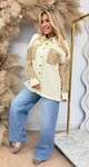 SEQUIN SLEEVE DENIM BLOUSE 1006 YELLOW SEQUIN SLEEVE DENIM BLOUSE 1006 YELLOW