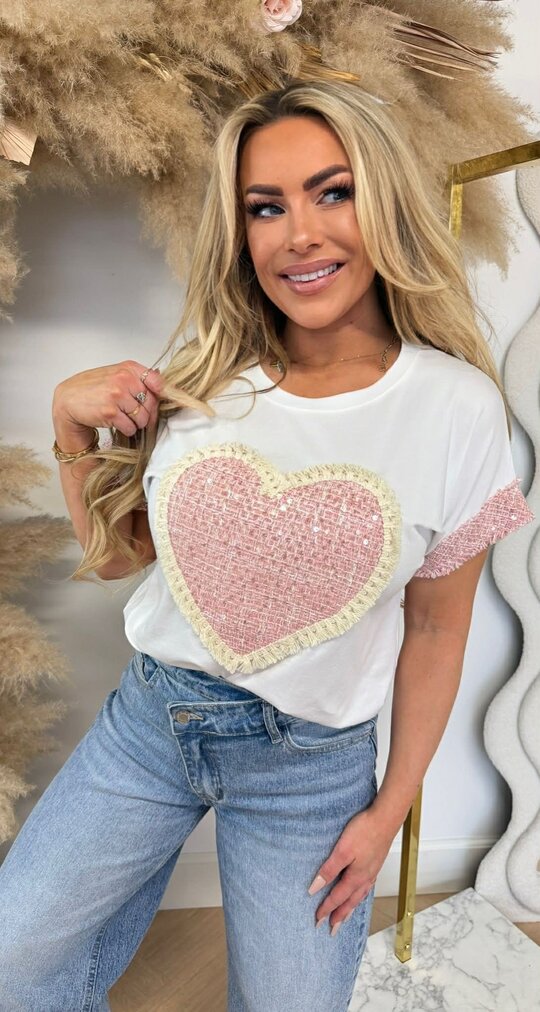 HEART BOHO TEE PINK HEART BOHO TEE PINK