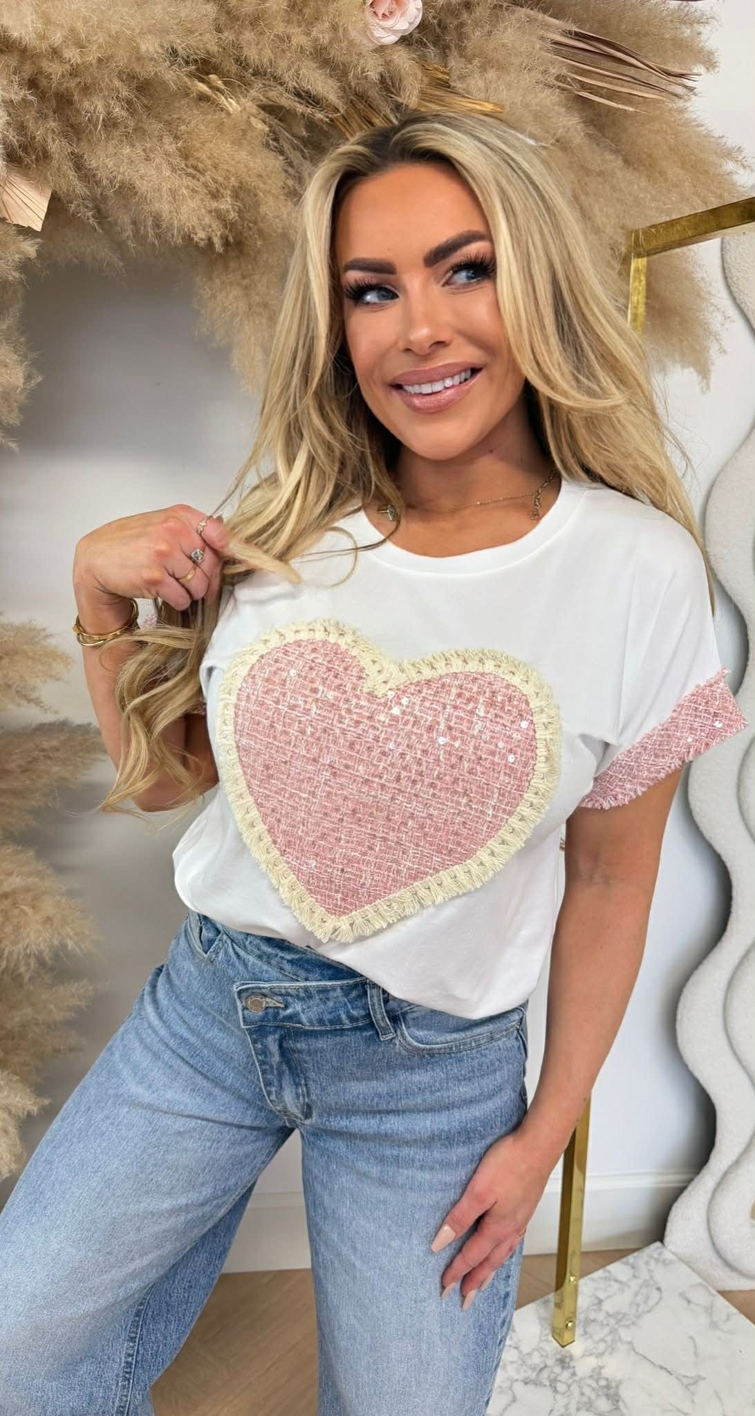 HEART BOHO TEE PINK HEART BOHO TEE PINK