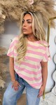 AIMEE STRIPE BUTTON TEE PINK AIMEE STRIPE BUTTON TEE PINK