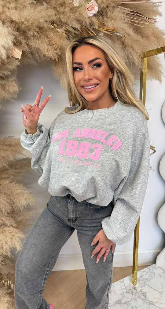 LOS ANGELES CROPPED SWEATER GREY LOS ANGELES CROPPED SWEATER GREY