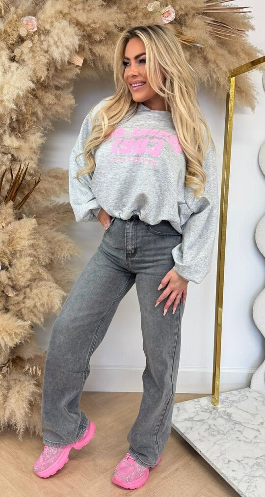 LOS ANGELES CROPPED SWEATER GREY LOS ANGELES CROPPED SWEATER GREY