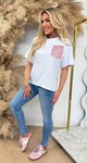 LUCY PINK PAILLET TEE WHITE