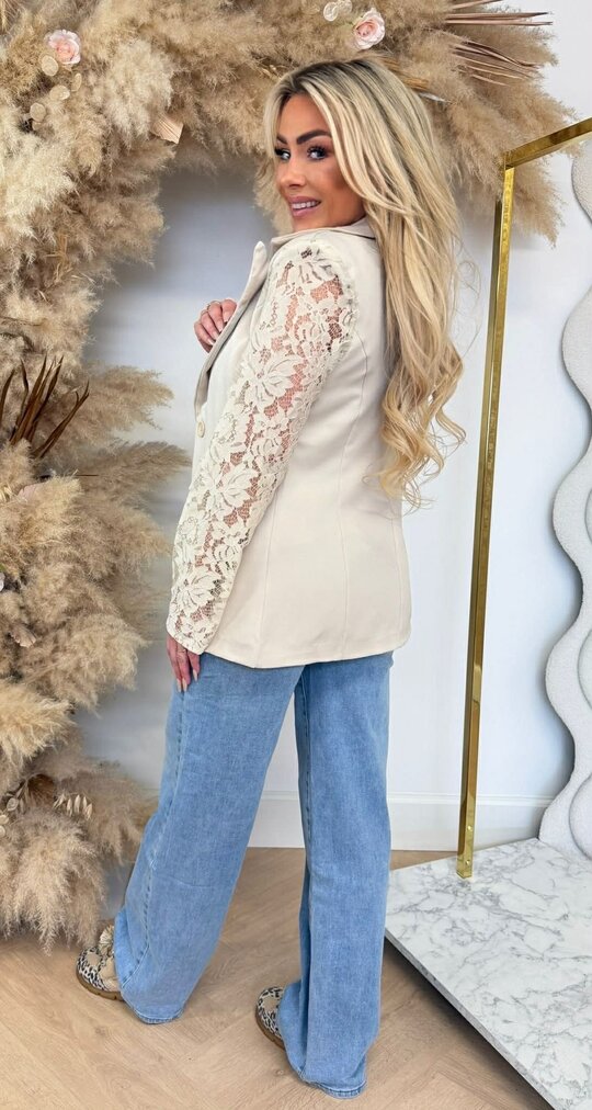 LACE SLEEVE BLAZER 5194 / 3394 BEIGE LACE SLEEVE BLAZER 5194 / 3394 BEIGE
