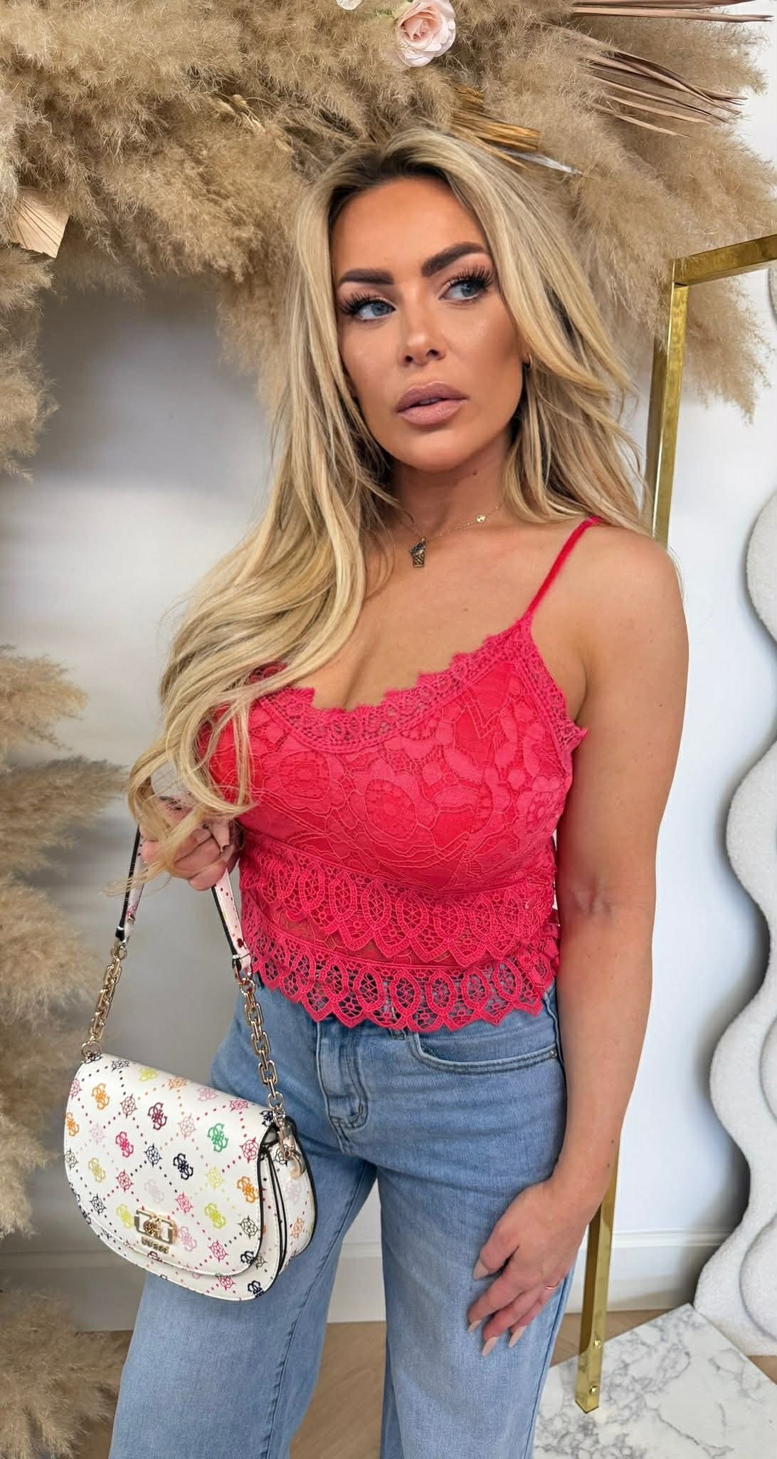 LACE TOPJE FUCHSIA LACE TOPJE FUCHSIA