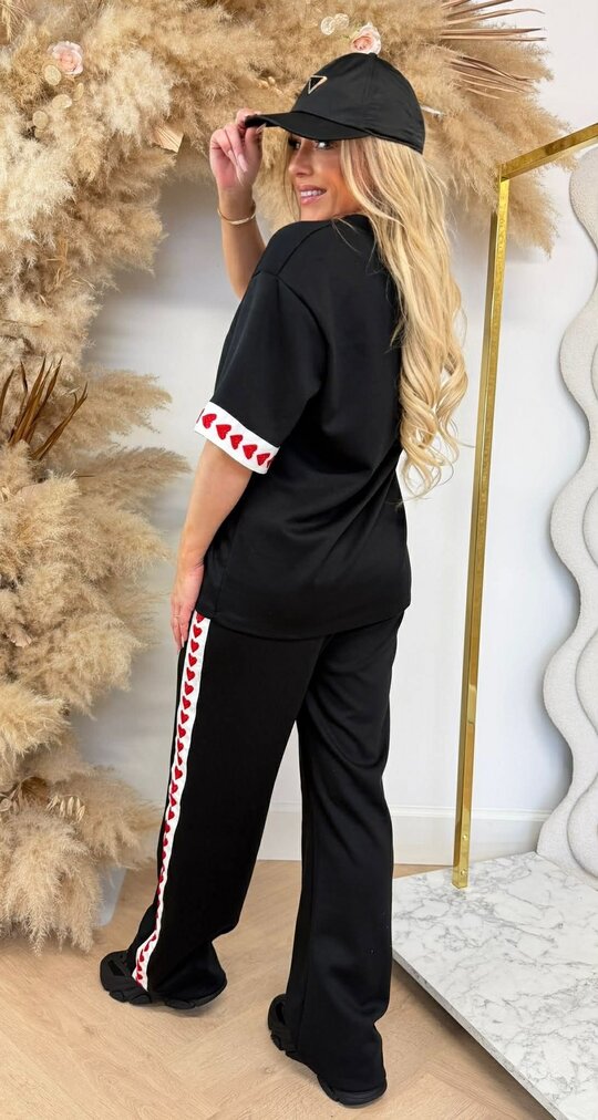 STRIPE HEARTS SET BLACK