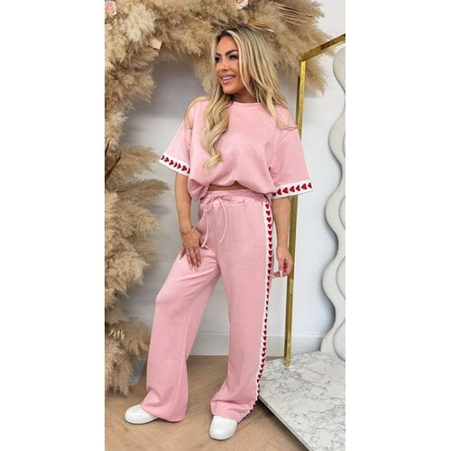 STRIPE HEARTS SET PINK