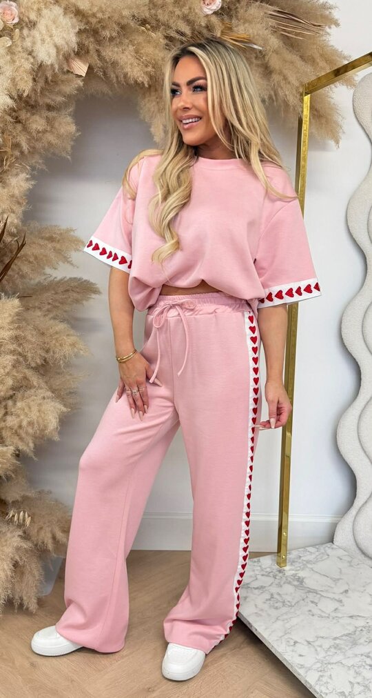 STRIPE HEARTS SET PINK