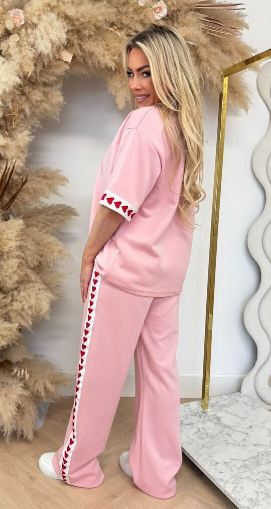 STRIPE HEARTS SET PINK