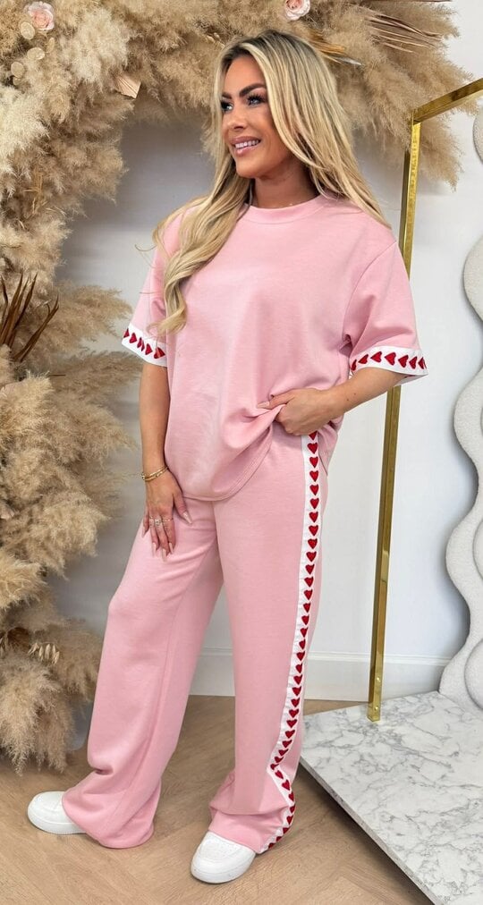 STRIPE HEARTS SET PINK