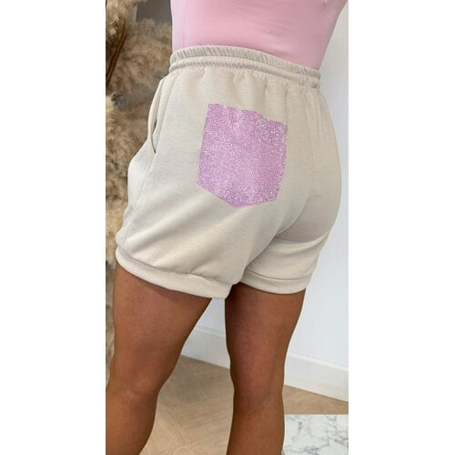 GLITTER POCKET SHORT BEIGE GLITTER POCKET SHORT BEIGE