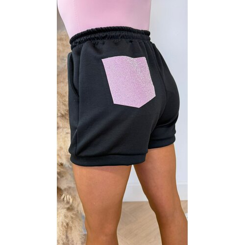 GLITTER POCKET SHORT BLACK