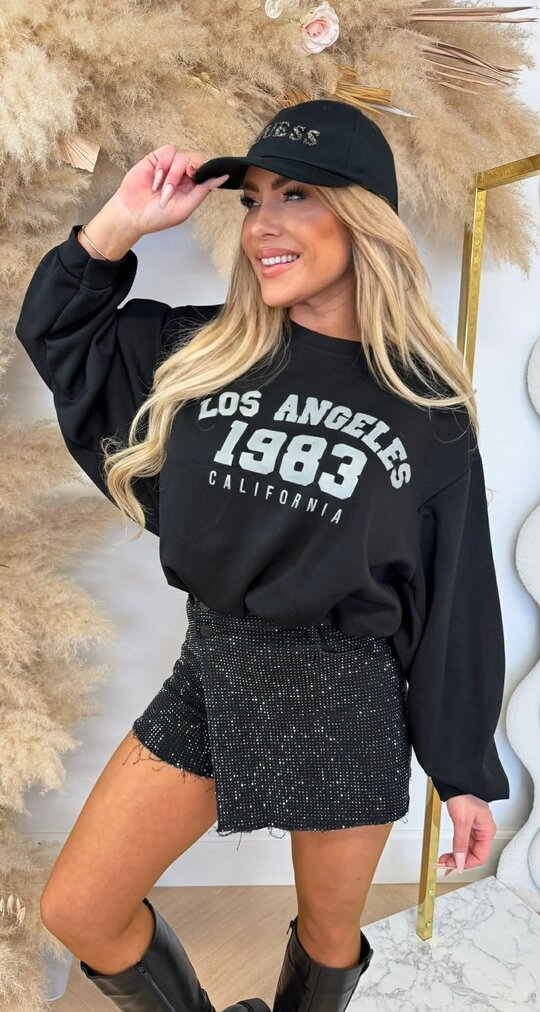 LOS ANGELES CROPPED SWEATER BLACK LOS ANGELES CROPPED SWEATER BLACK