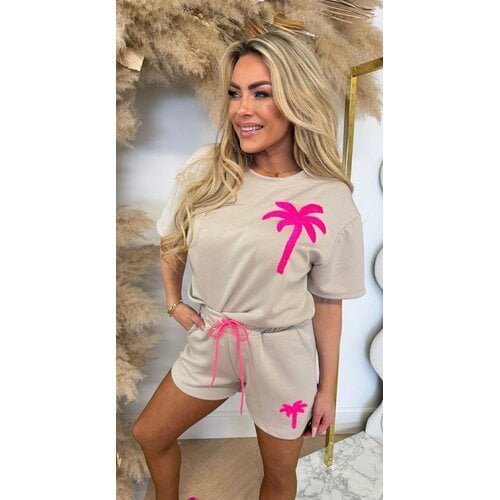 PALM SHORT SET BEIGE PALM SHORT SET BEIGE