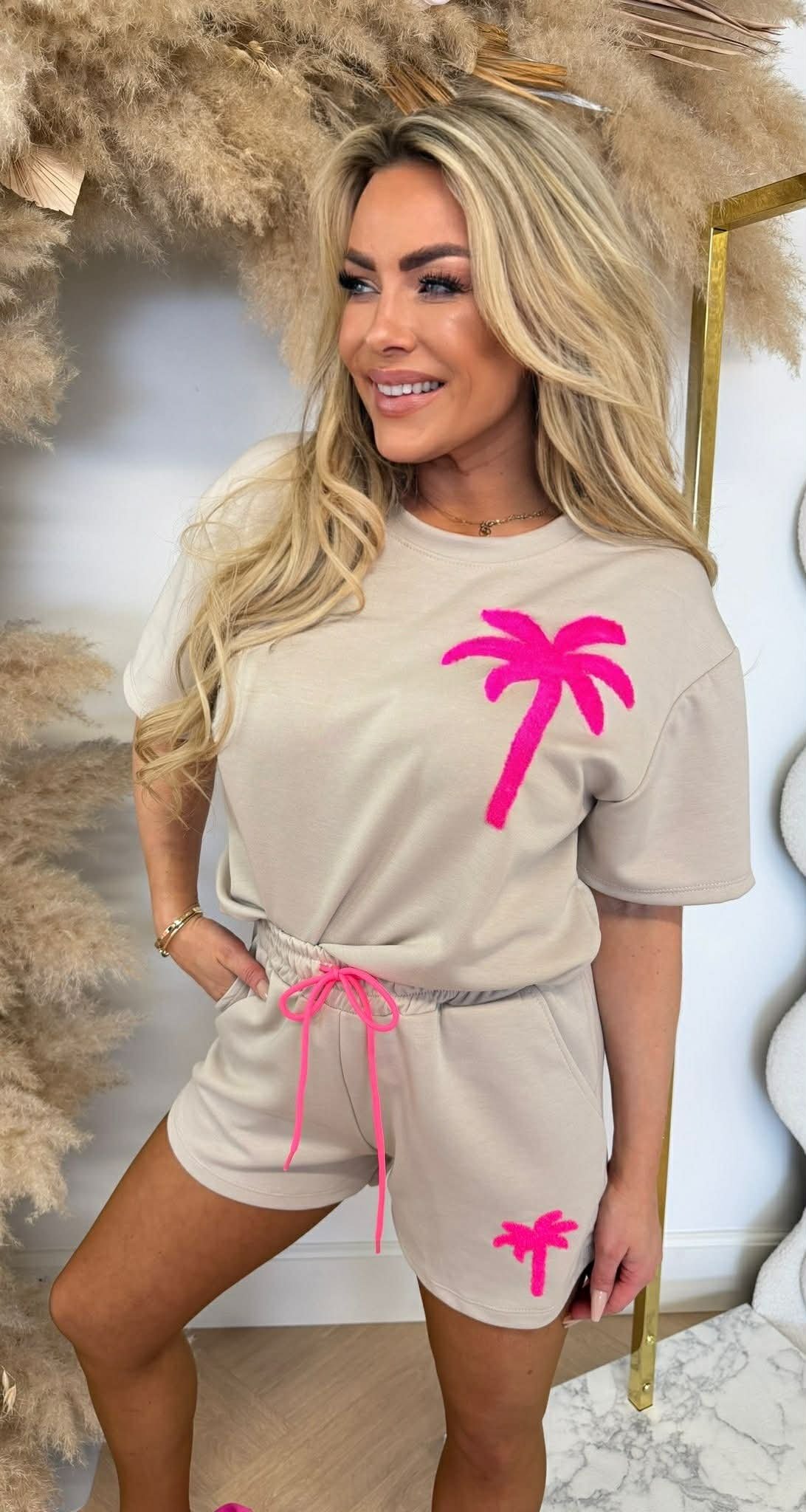PALM SHORT SET BEIGE PALM SHORT SET BEIGE