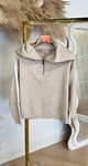 STRIPE SLEEVE ZIP SWEAT 5671 BEIGE