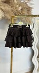 RUFFLE LEATHER LOOK SKORT 7395 CHOCO