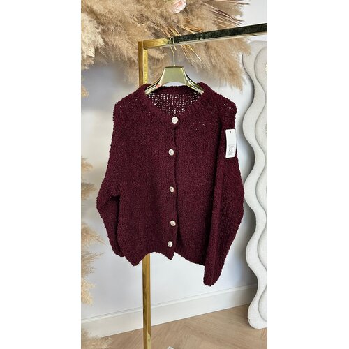 TEDDY FLUFFY BUTTON VEST BURGUNDY