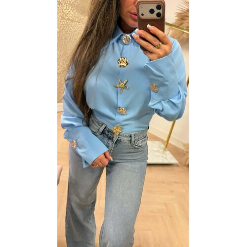 BIG BUTTON TREND BLOUSE BLUE