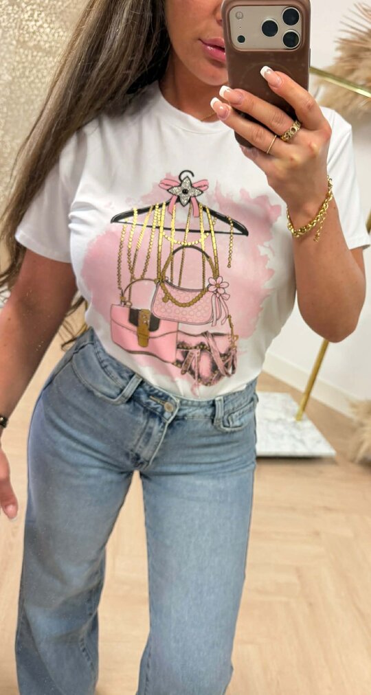 CUTE BAG PRINTY TEE *L* PINK