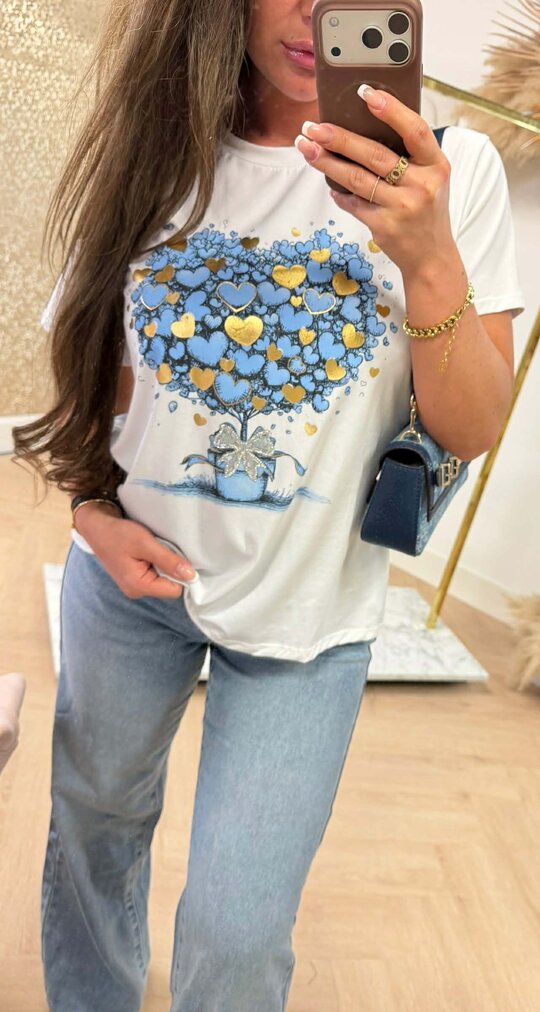 LITTLE HEARTS TREE SHIRT *L* BLUE